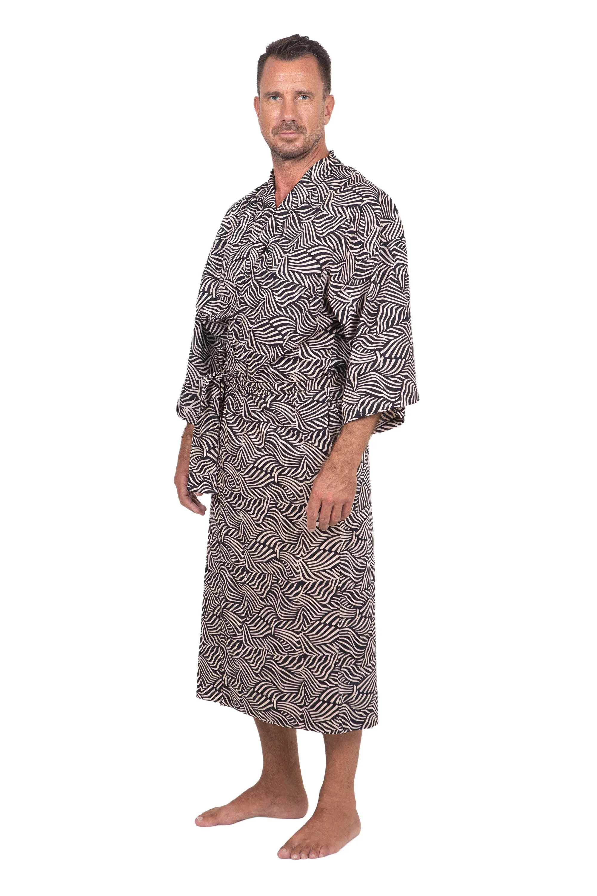 100% Cotton Artisan Batik Robe - Bedeg | NOVICA