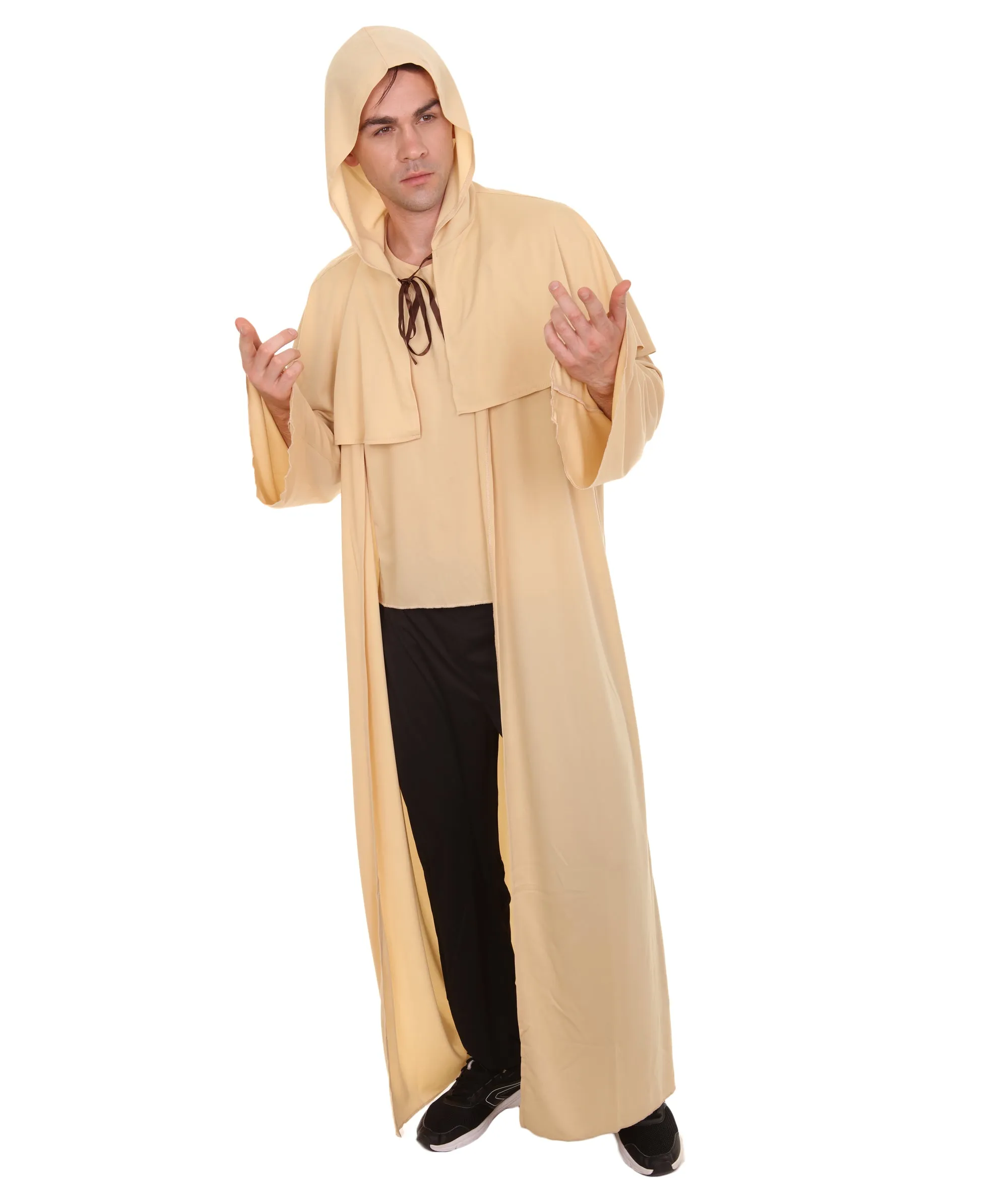 Adult Men's Wizard Robe Storybook & Fairytale Costume | Light Brown Halloween Costume