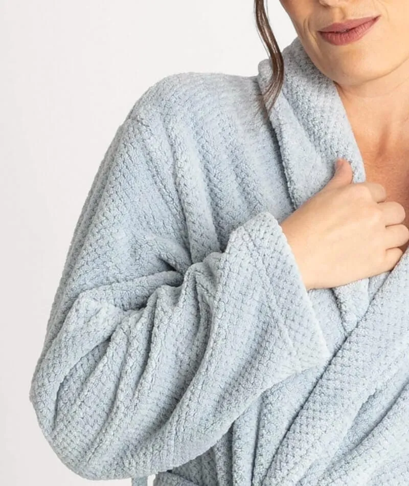 Ava & Audrey Betty Jacquard Fleece Robe - Denim