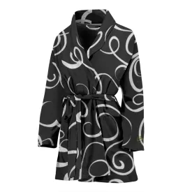 B&W Squiggles Bath Robe - Women