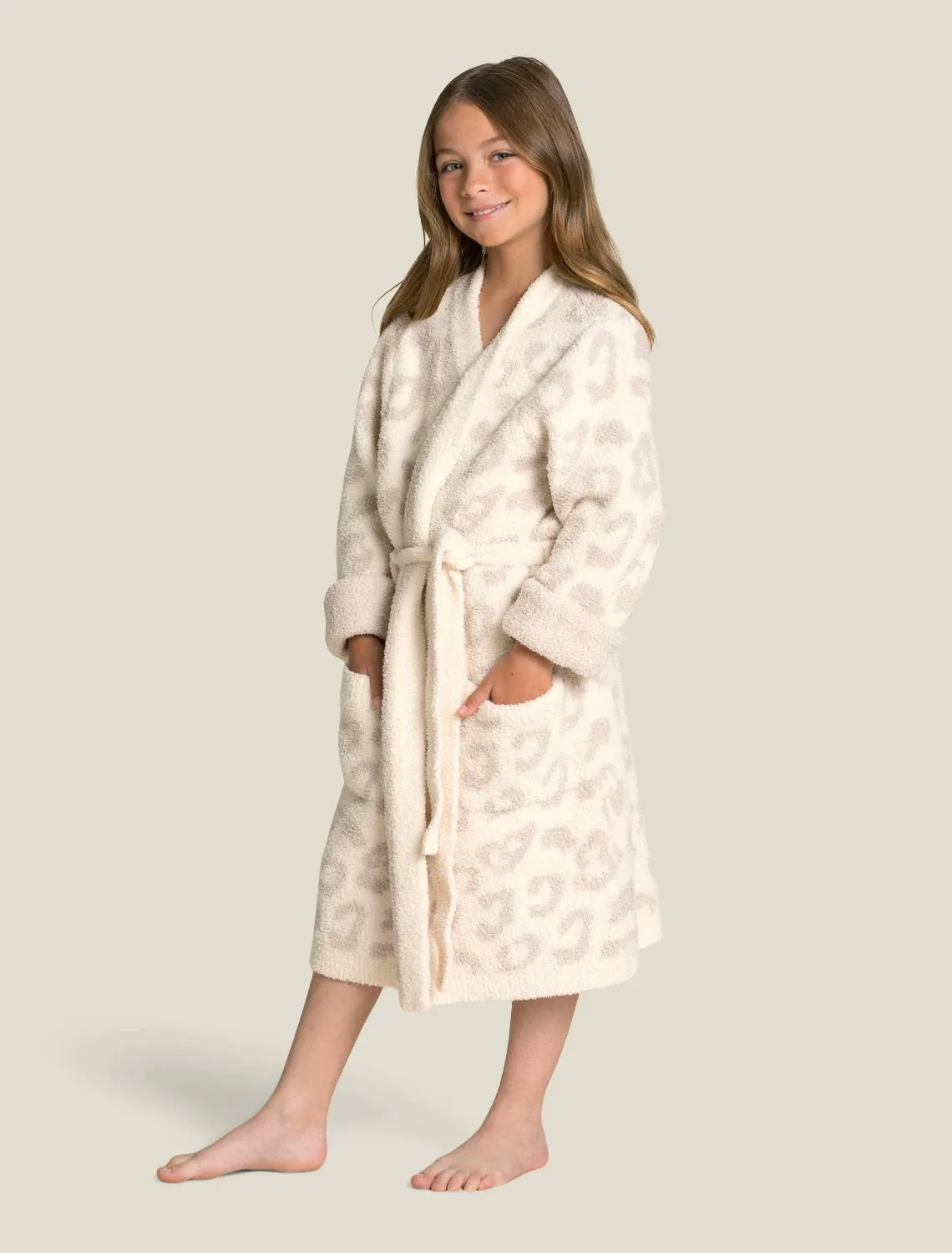 Barefoot Dreams - CozyChic Youth Barefoot in the Wild Robe in Cream-Stone