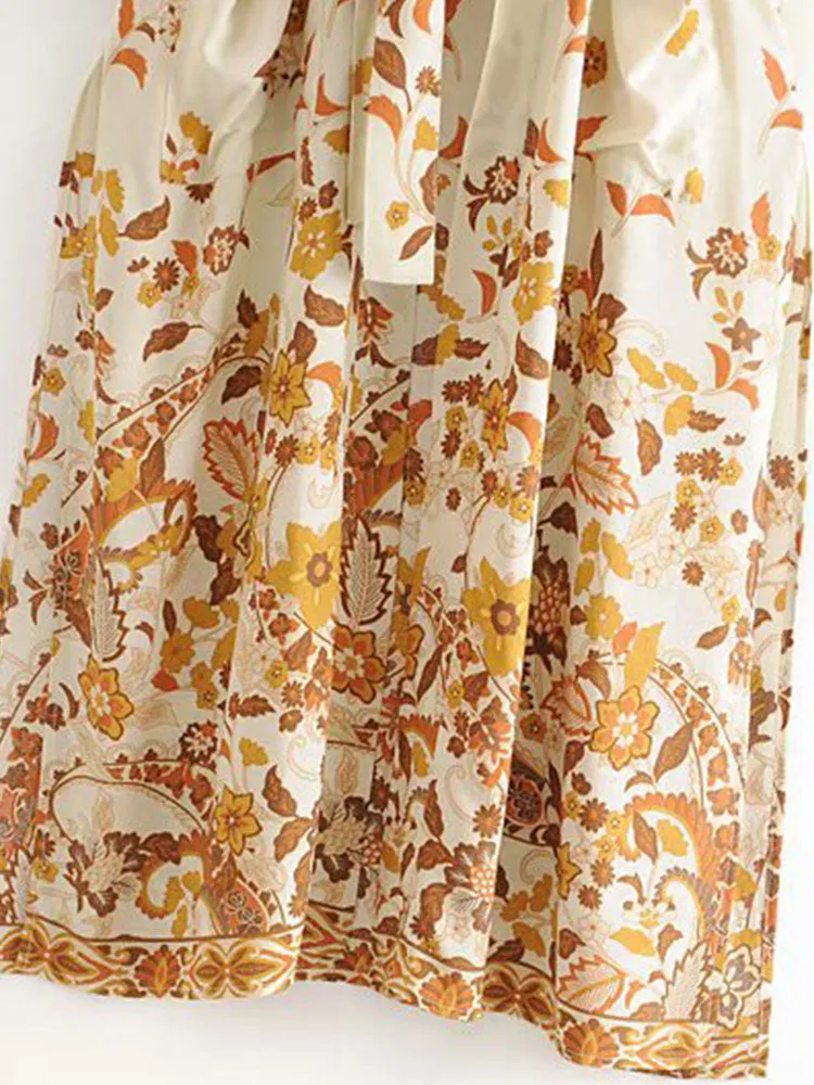 Beachwear & Partywear Floral Print Beige Color Cotton Long Length Gown Kimono Duster Robe