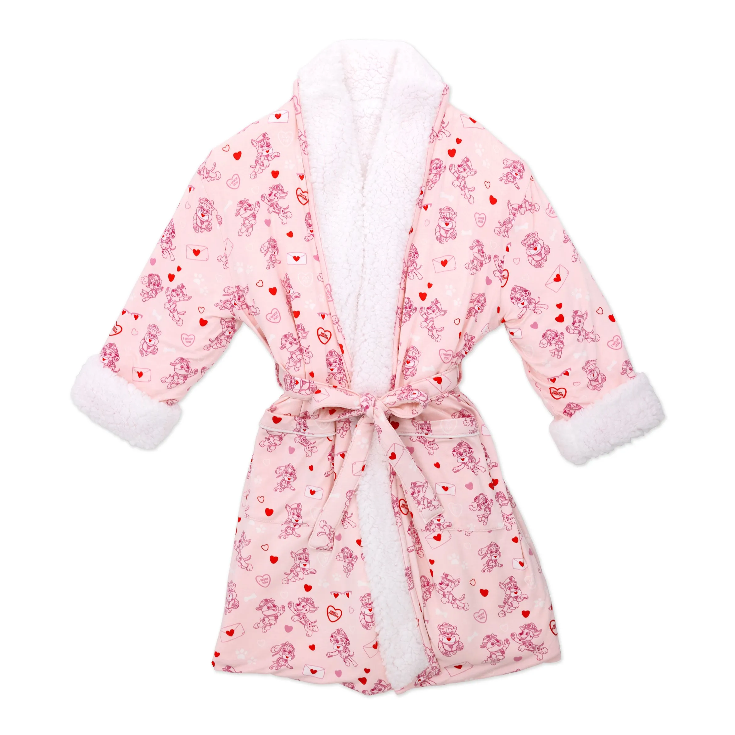 Bellabu Bear Adult Sherpa Robe - PAW Patrol Valentine's Pink