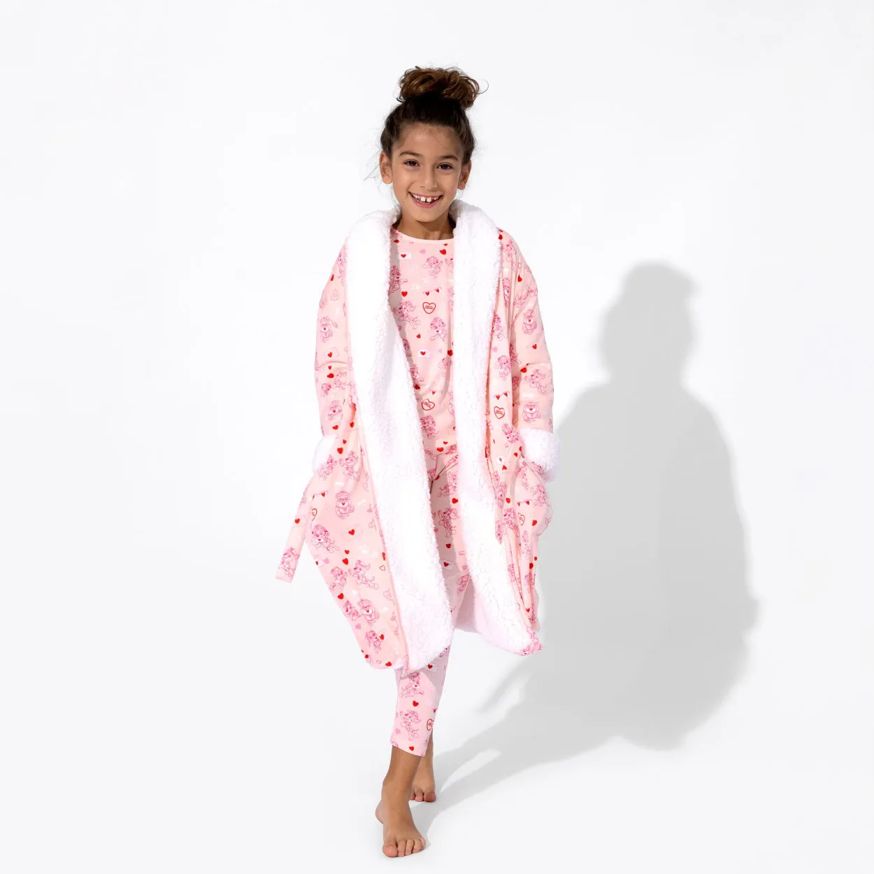 Bellabu Bear Kids Sherpa Robe - PAW Patrol Valentine's Pink