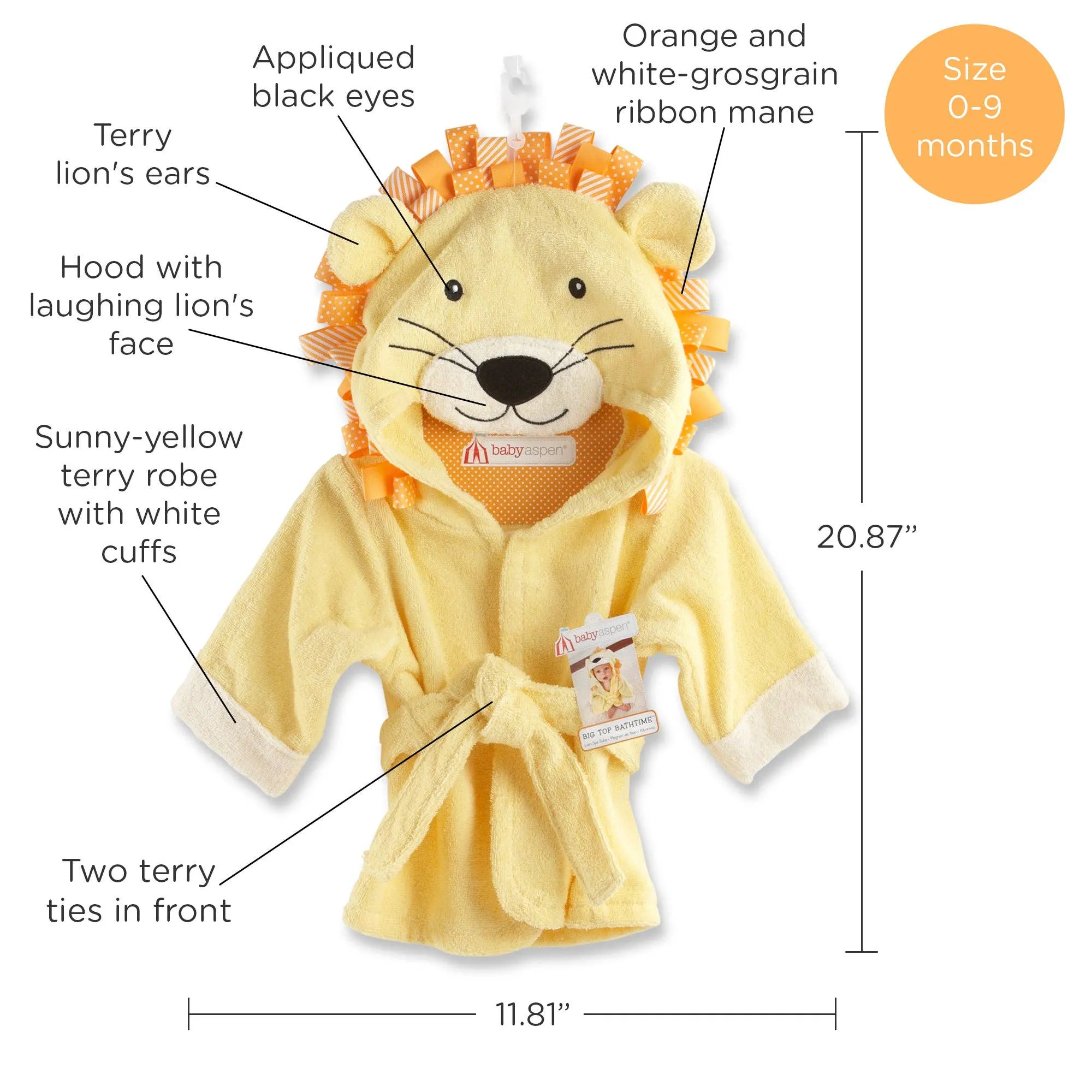 Big Top Bath Time Lion Hooded Spa Robe