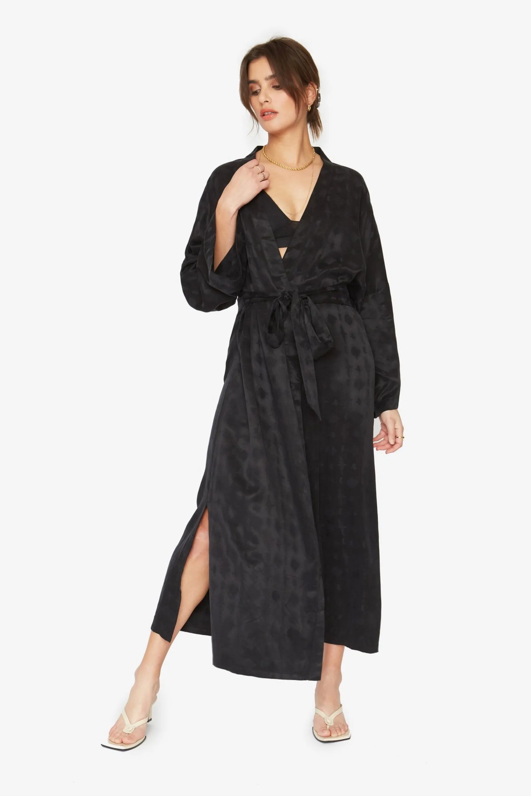 Black Zig Zag Long Robe