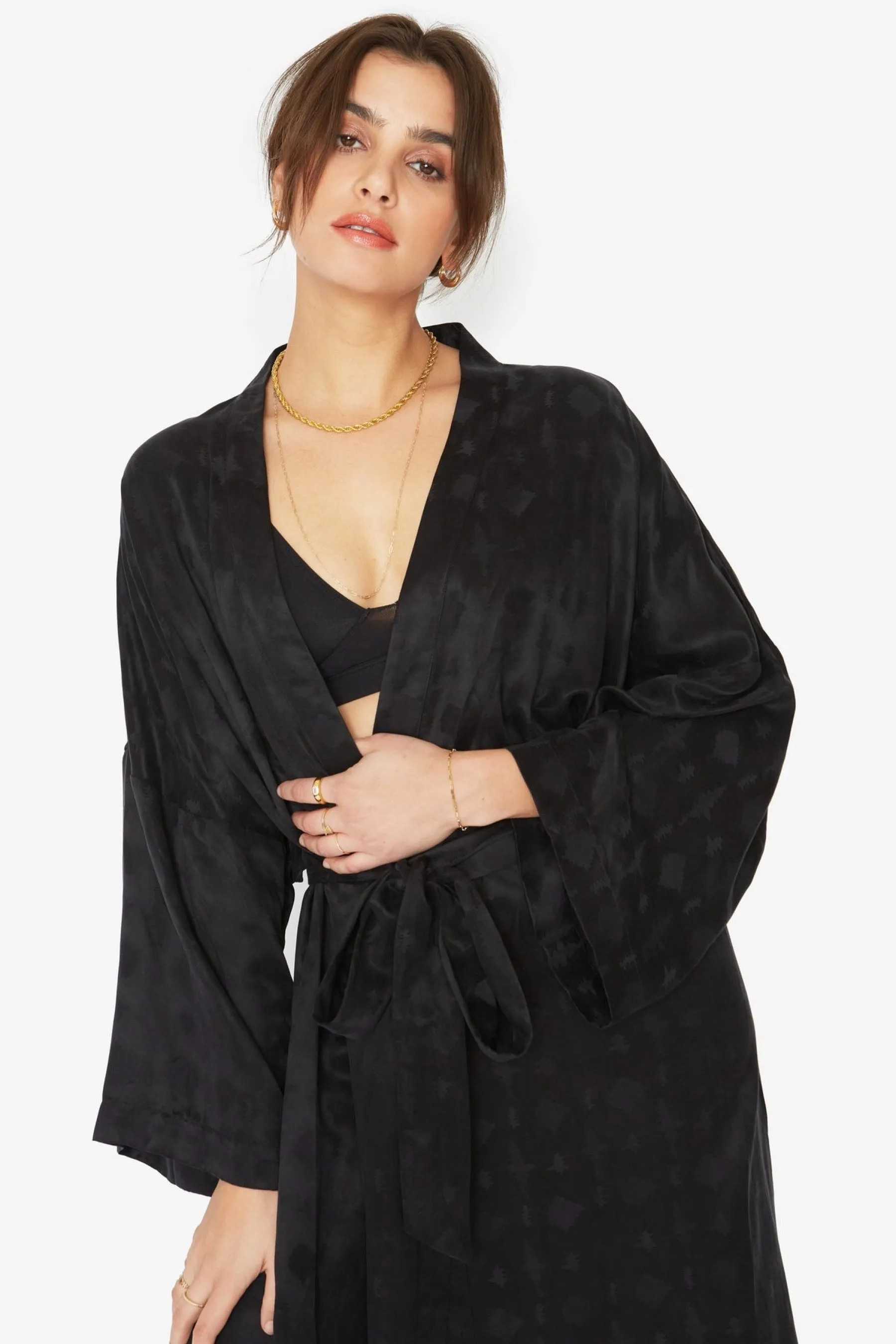 Black Zig Zag Long Robe