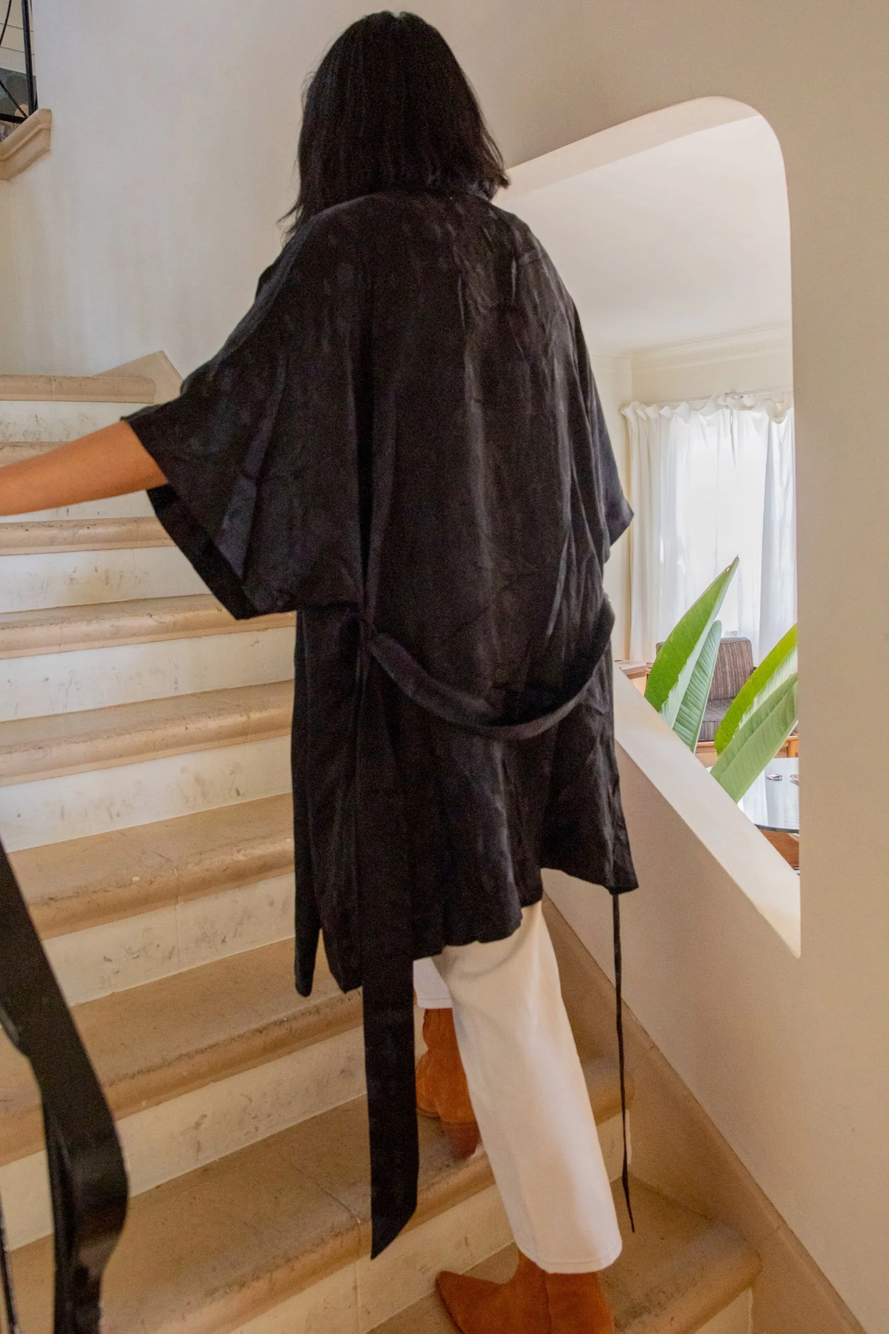 Black Zig Zag Long Robe