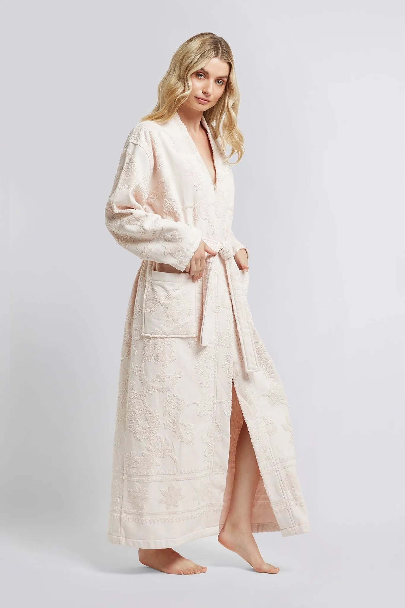 Bondi Towelling Robe - Blush