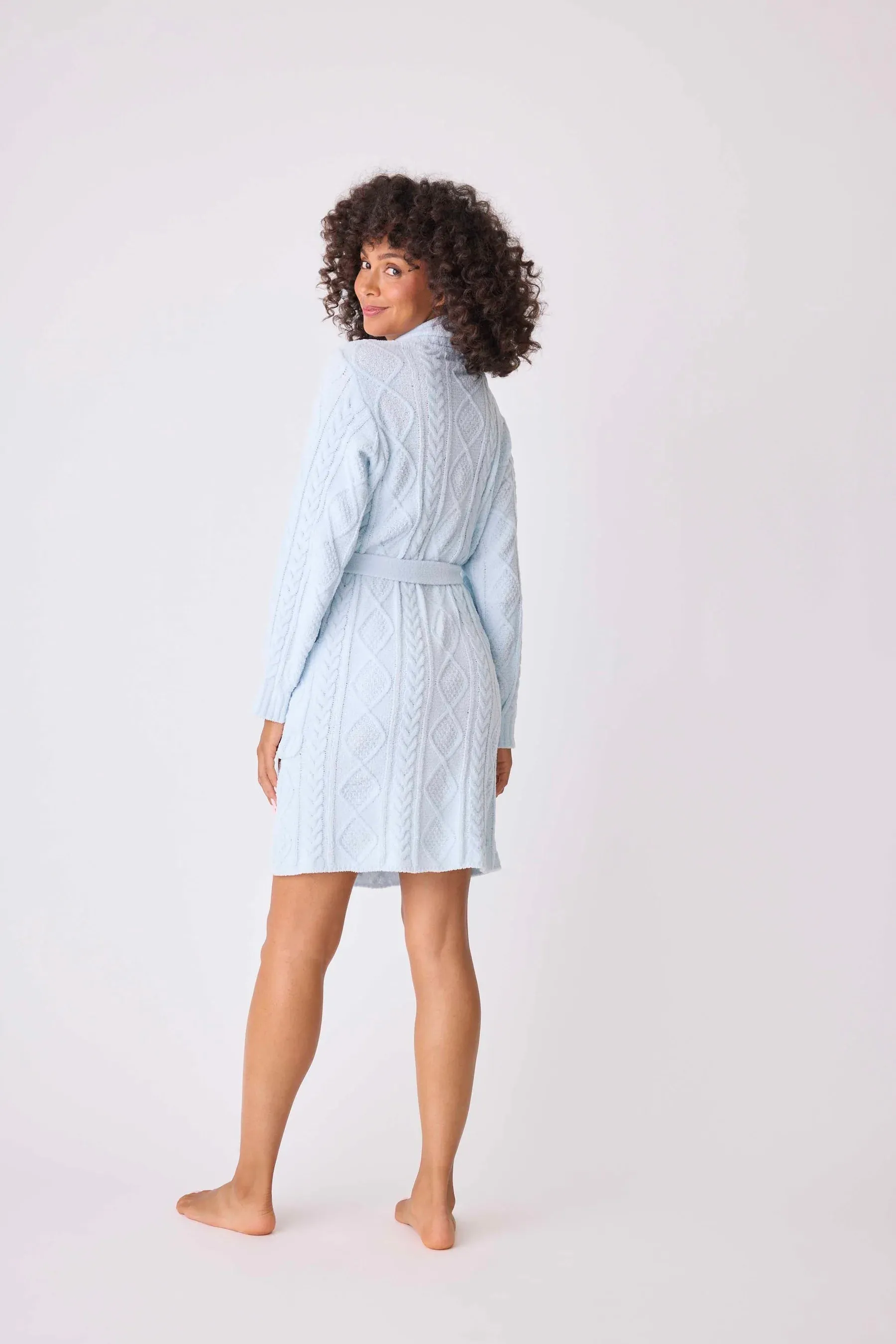 Cable Crew Lounge Robe In Blue Air - P.J. Salvage