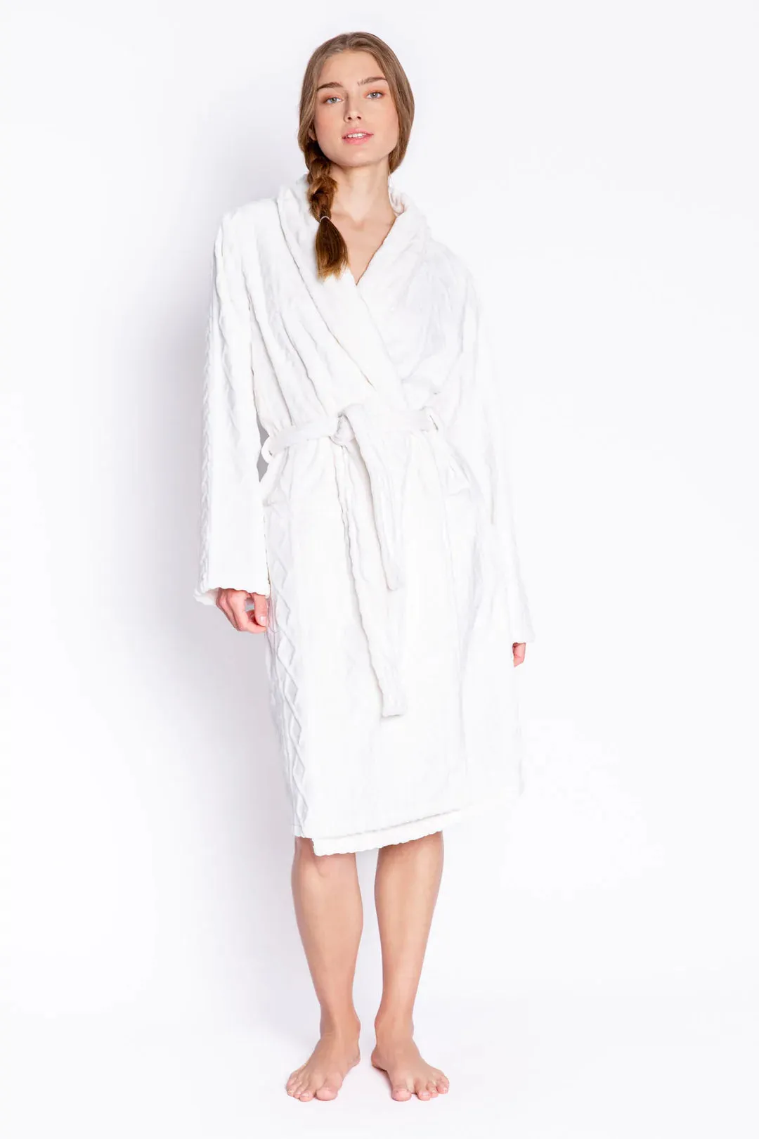 Cable Knit Robe in Ivory