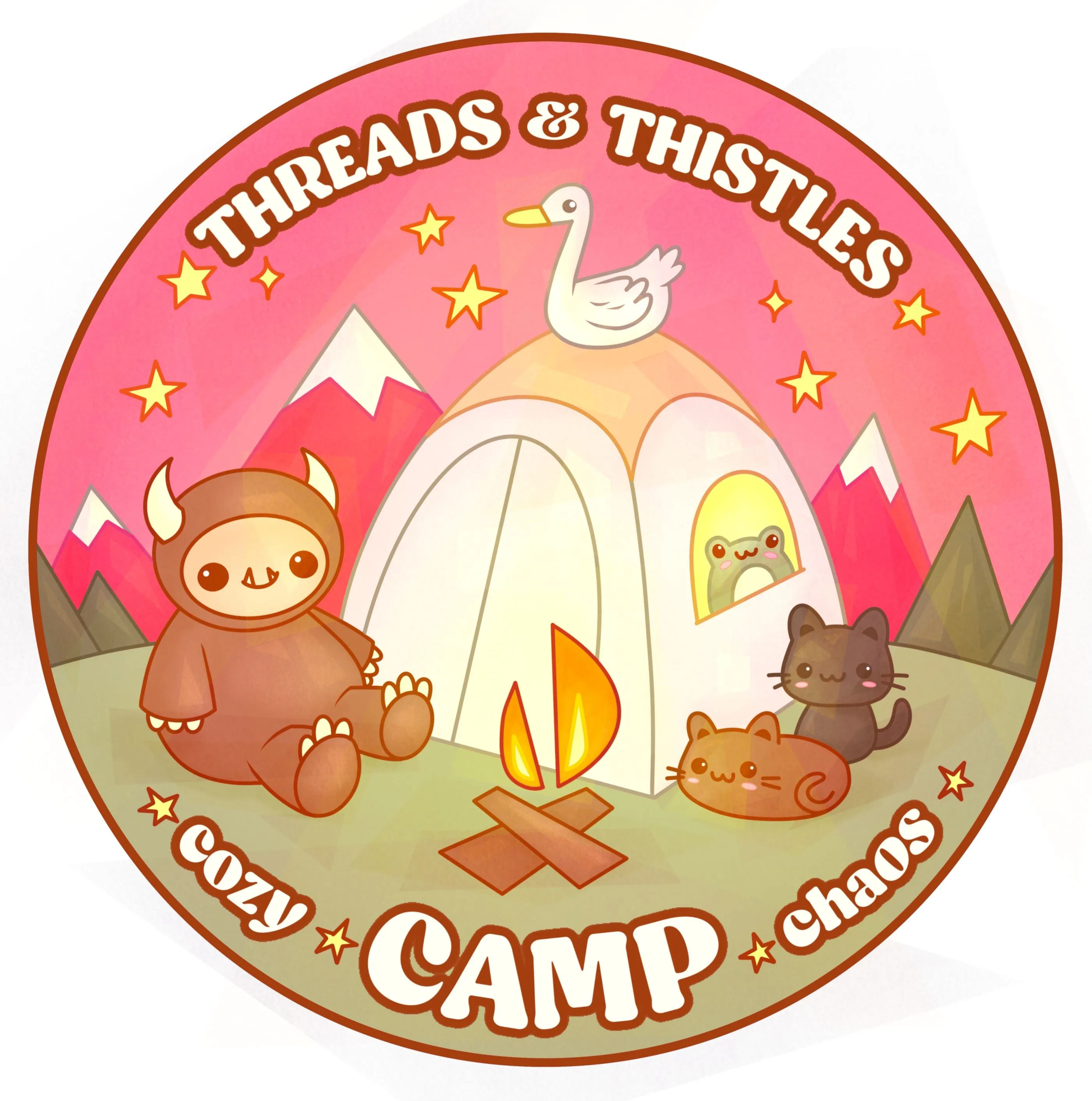 Camp Cozy Chaos | Holographic sticker | Community Designs