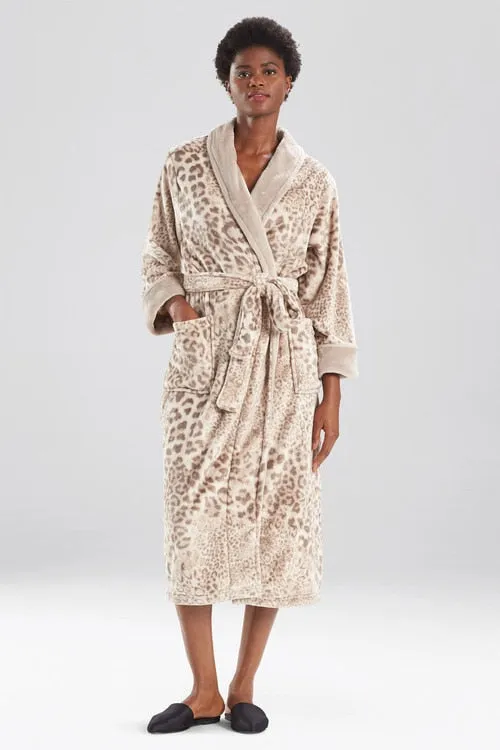 Cashmere Fleece Leopard Robe