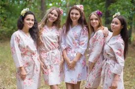 Champagne Faded Flowers Pattern Bridesmaids Robes