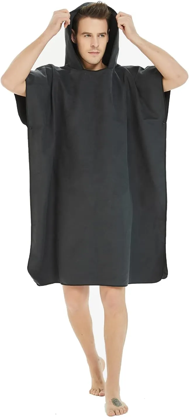 Changing Robe Towel with Hood - Black