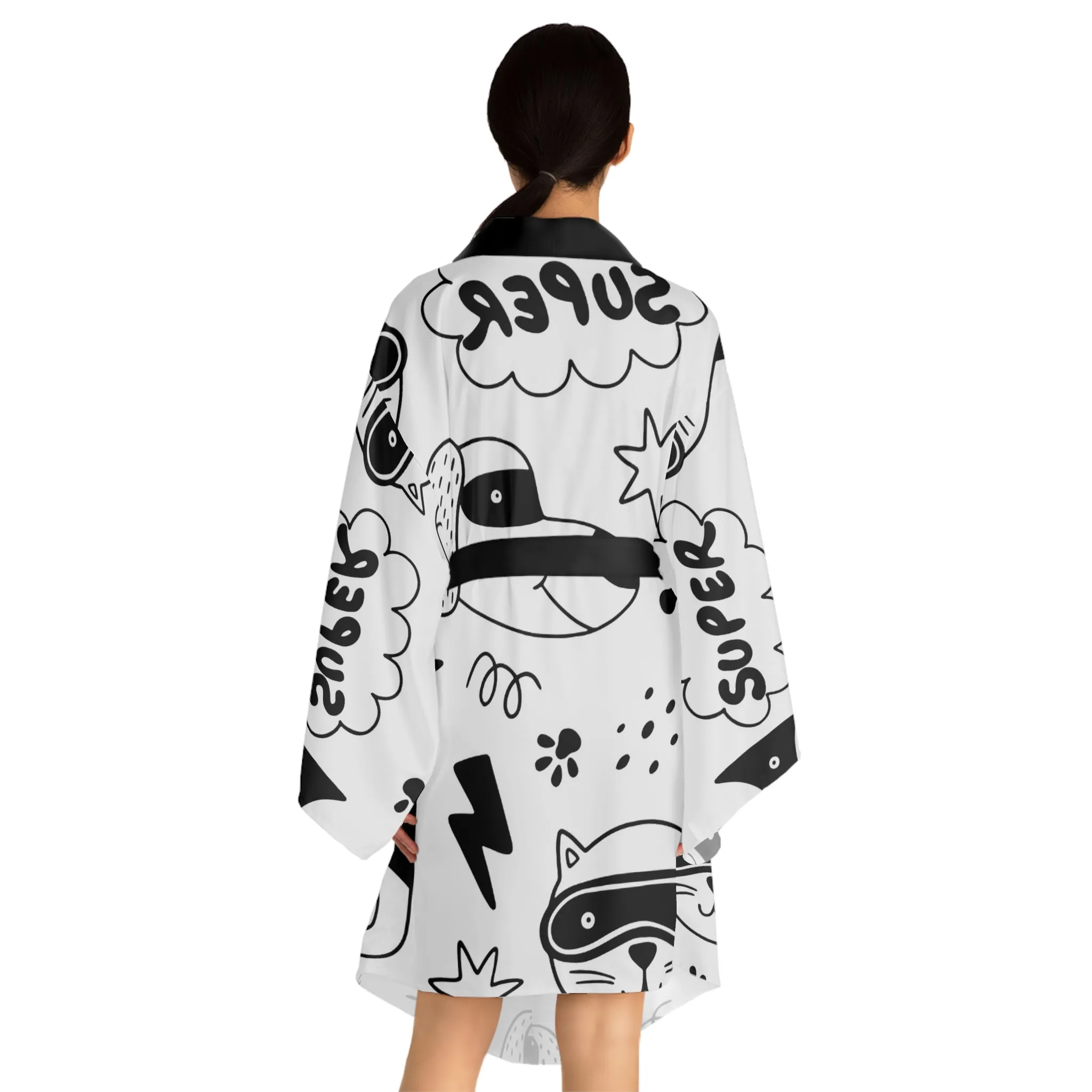 Doodle Dogs & Cats - Inovax Long Sleeve Kimono Robe