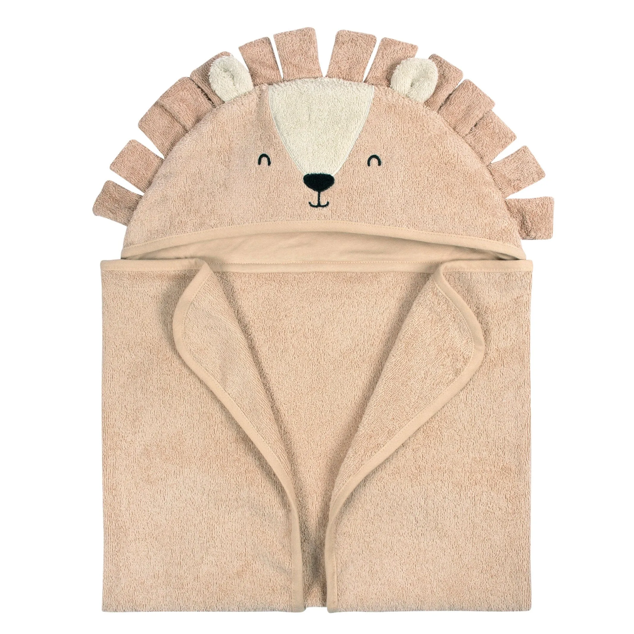 Embroidered 4-Piece Baby Neutral Brown Lion Towel & Washcloths Set