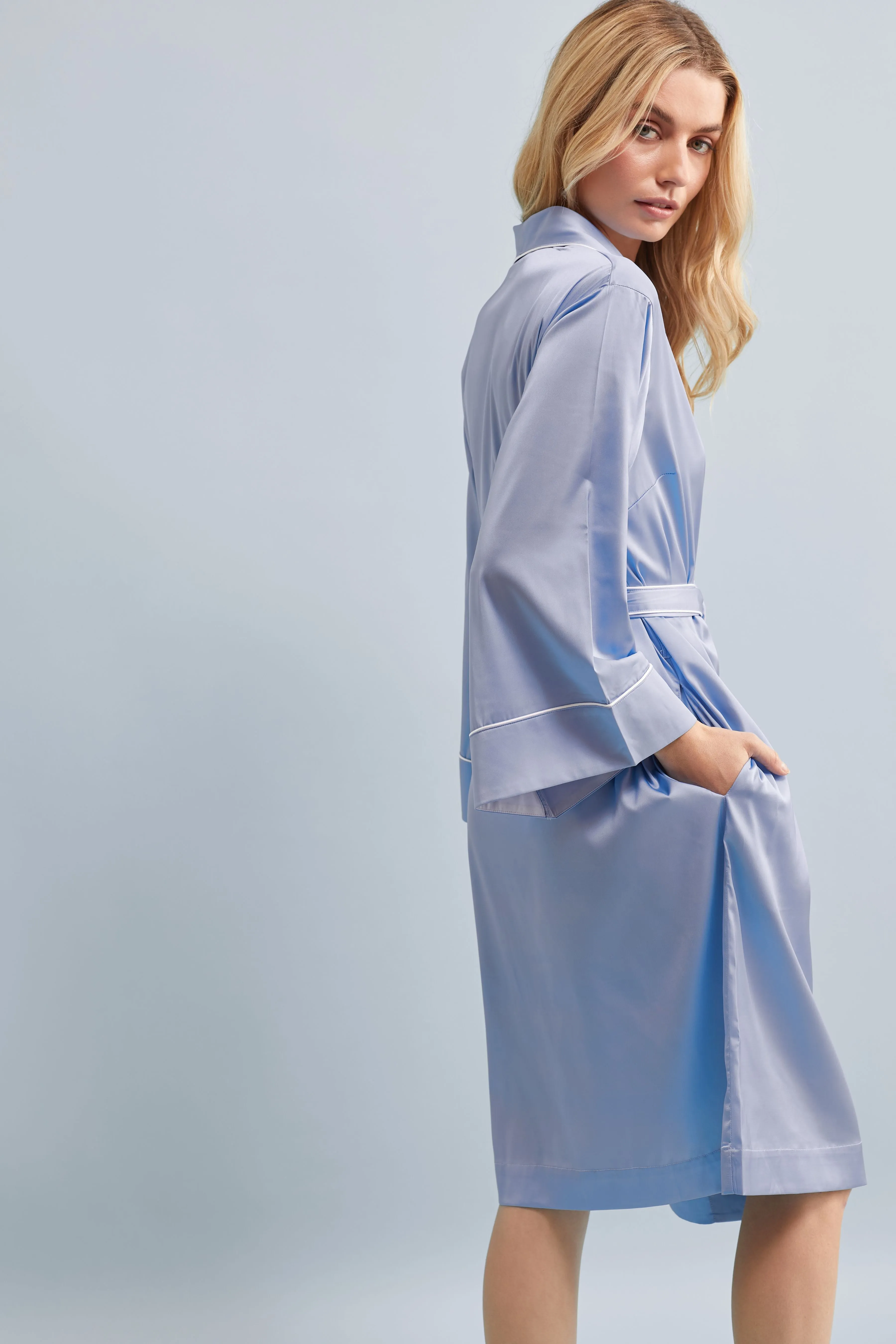 Halston x Homebodii Cleveland Robe - Eggshell Blue