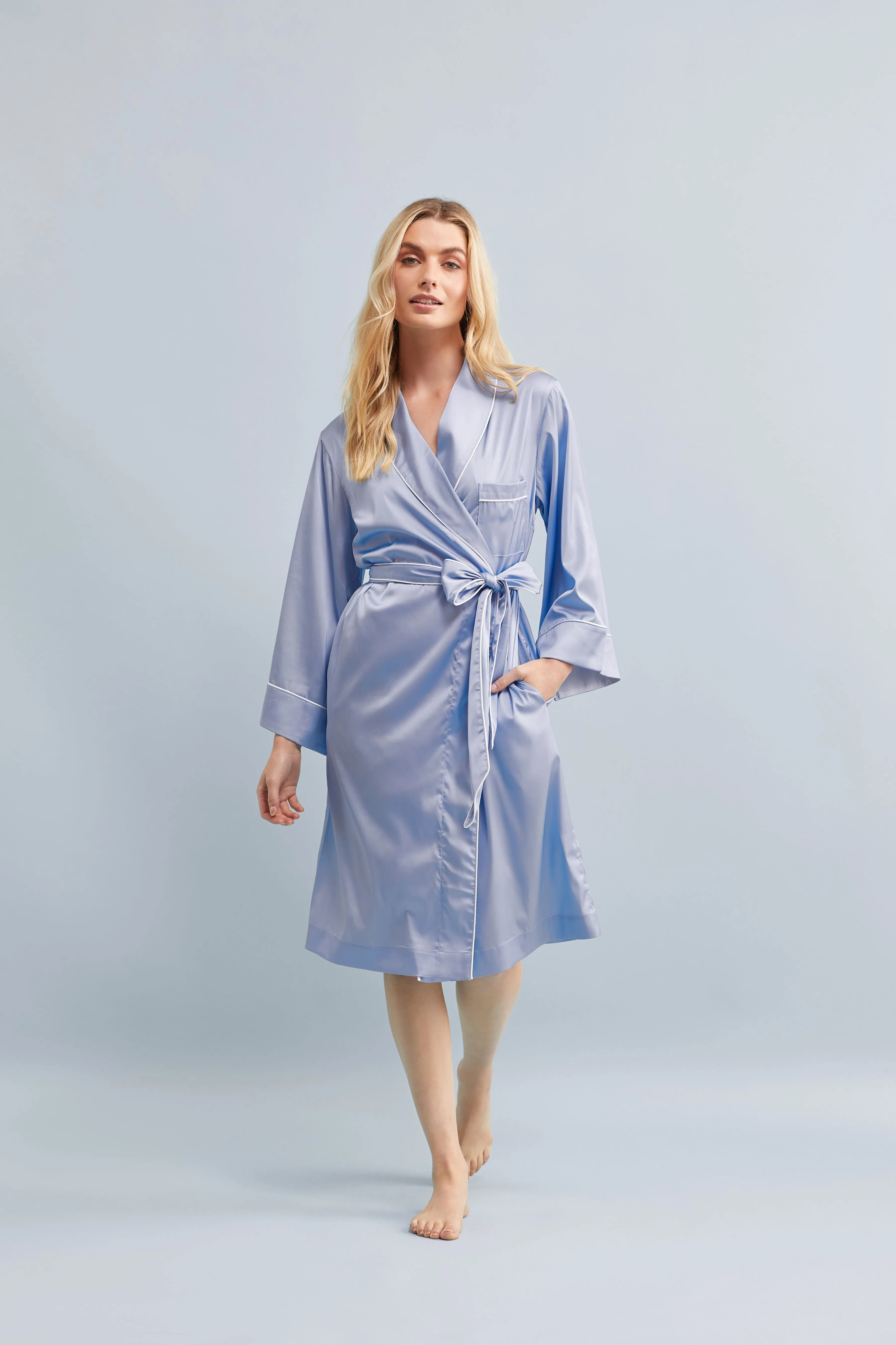 Halston x Homebodii Cleveland Robe - Eggshell Blue