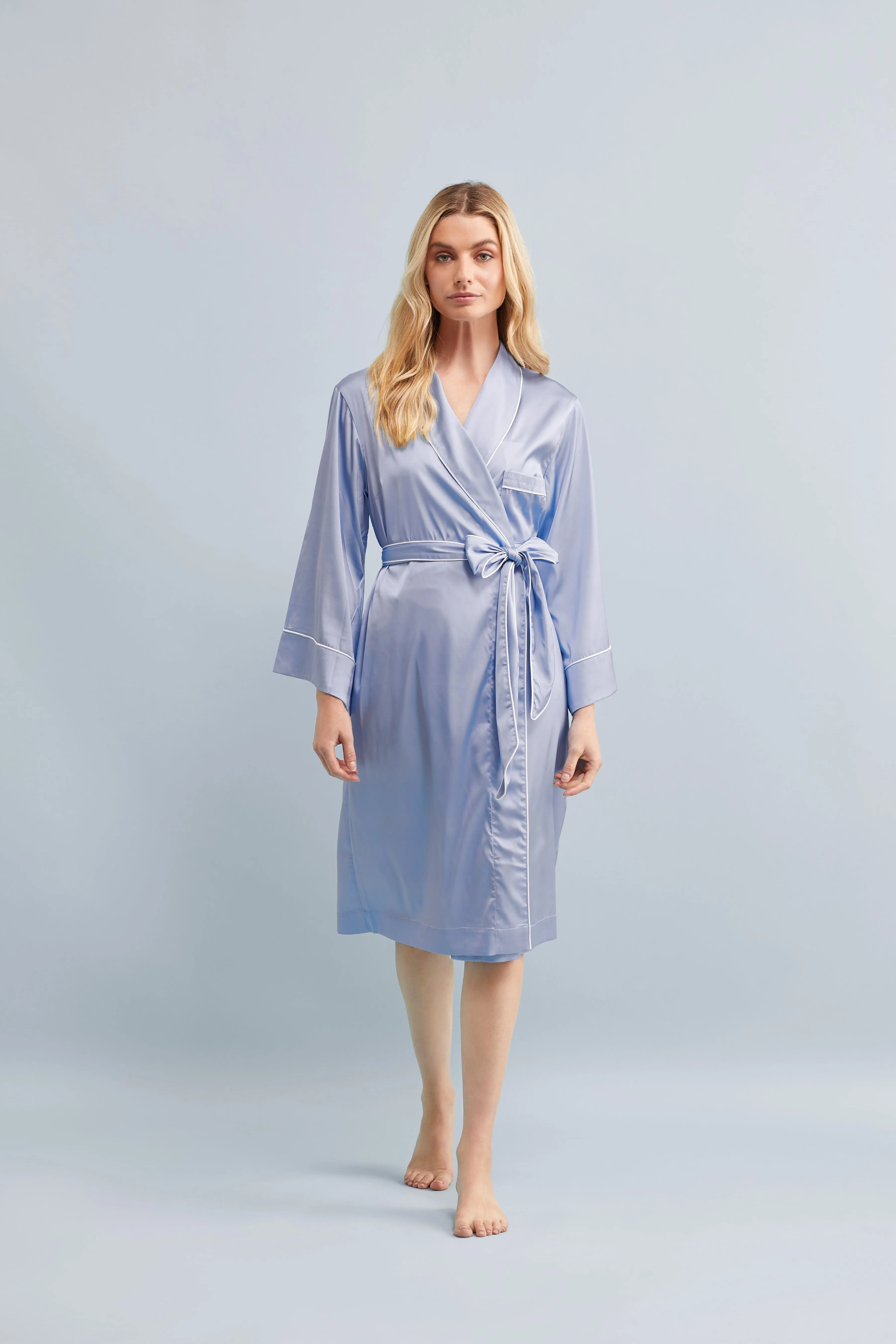 Halston x Homebodii Cleveland Robe - Eggshell Blue