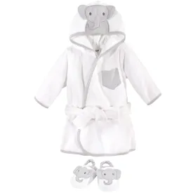 Hudson Baby Cotton Animal Face Bathrobe, Modern Elephant