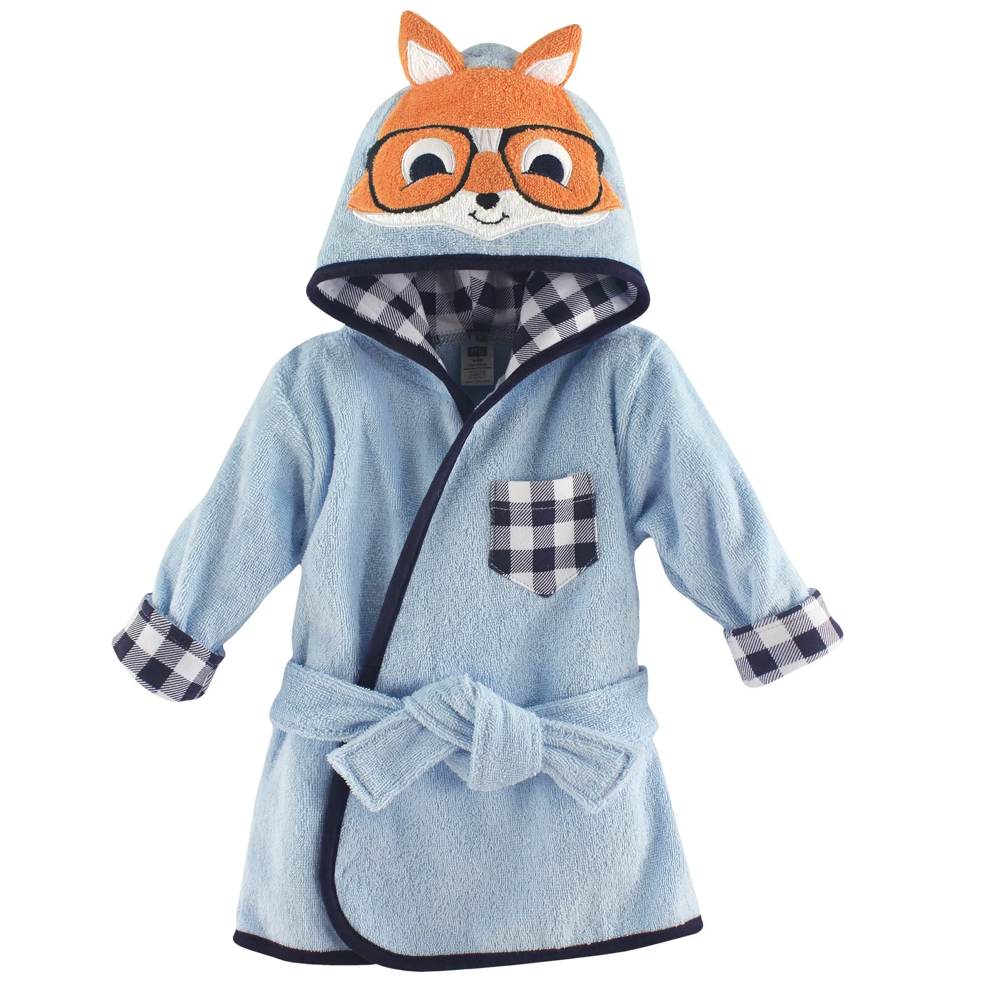 Hudson Baby Cotton Animal Face Bathrobe, Nerdy Fox