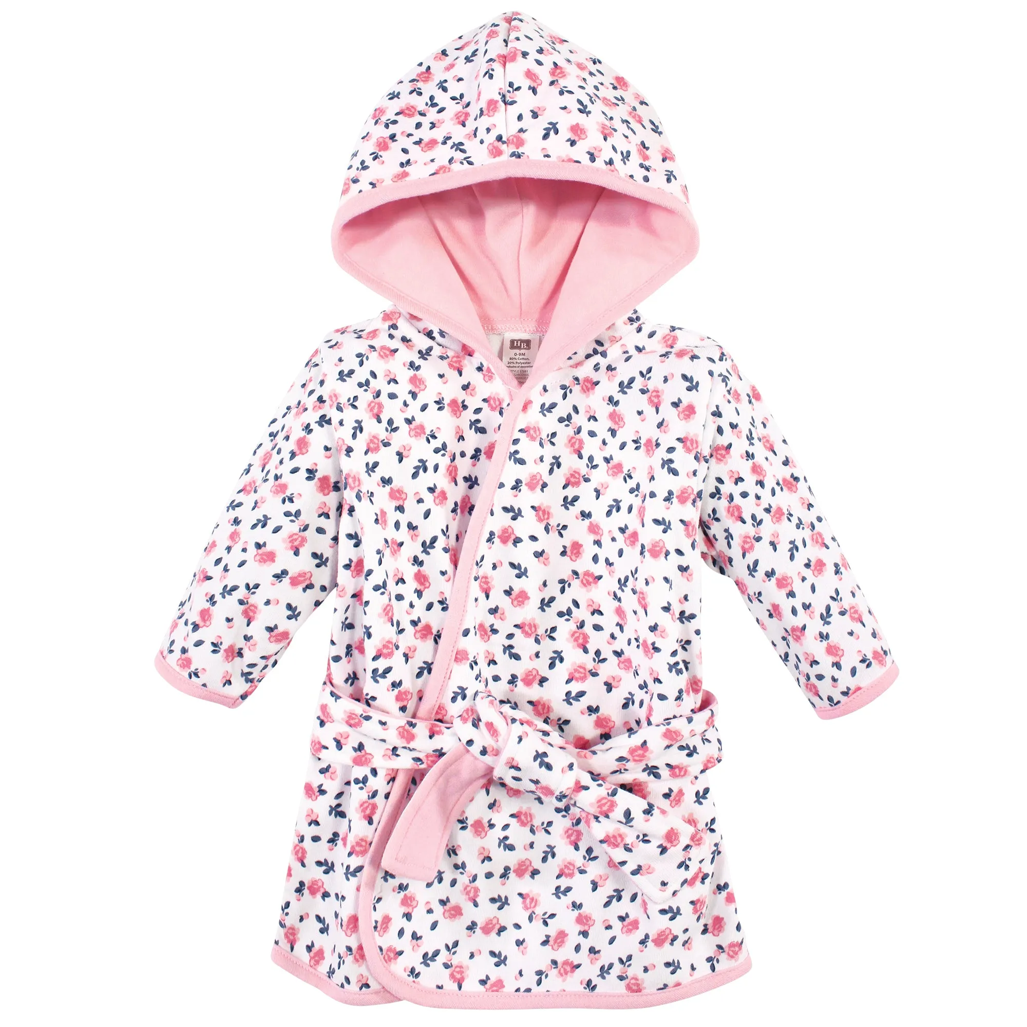 Hudson Baby Cotton Rich Bathrobe, Blue Pink Floral