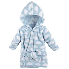 Hudson Baby Plush Animal Face Bathrobe, Blue Clouds