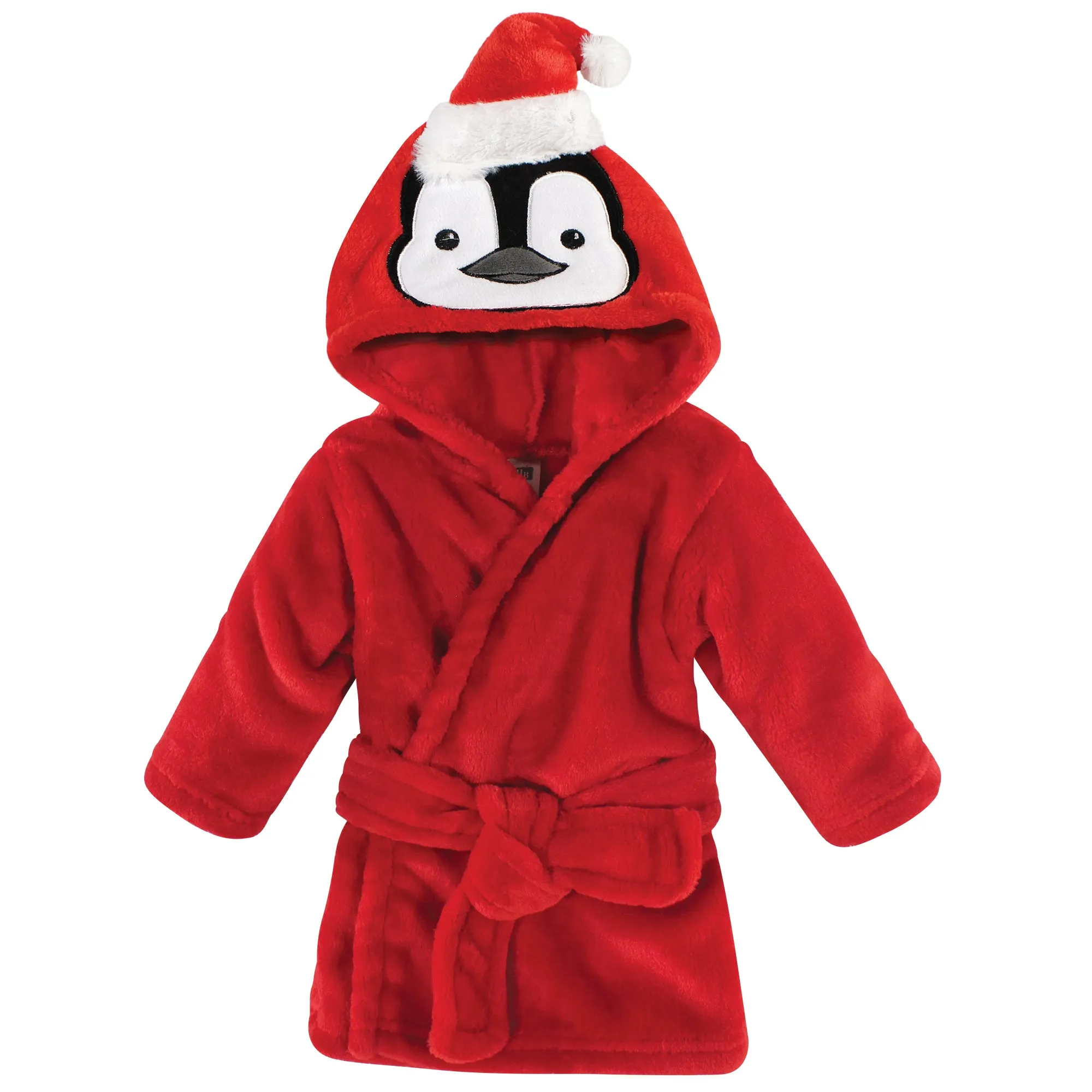 Hudson Baby Plush Animal Face Bathrobe, Boy Penguin