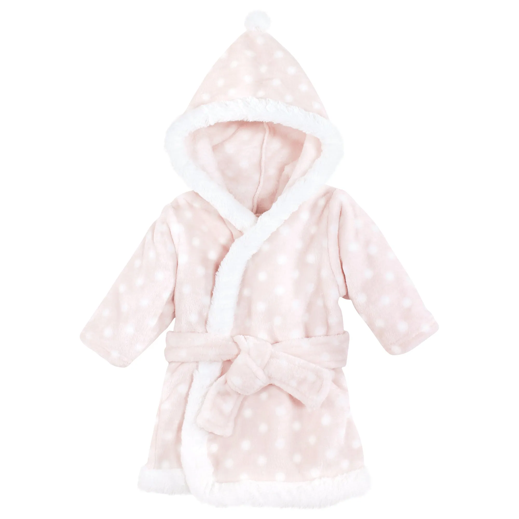 Hudson Baby Plush Animal Face Bathrobe, Pink Polka Dot