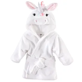 Hudson Baby Plush Animal Face Bathrobe, Rainbow Unicorn