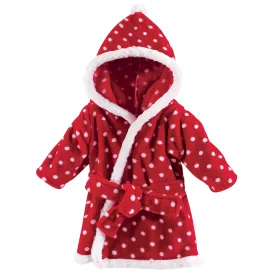 Hudson Baby Plush Animal Face Bathrobe, Red Polka Dot