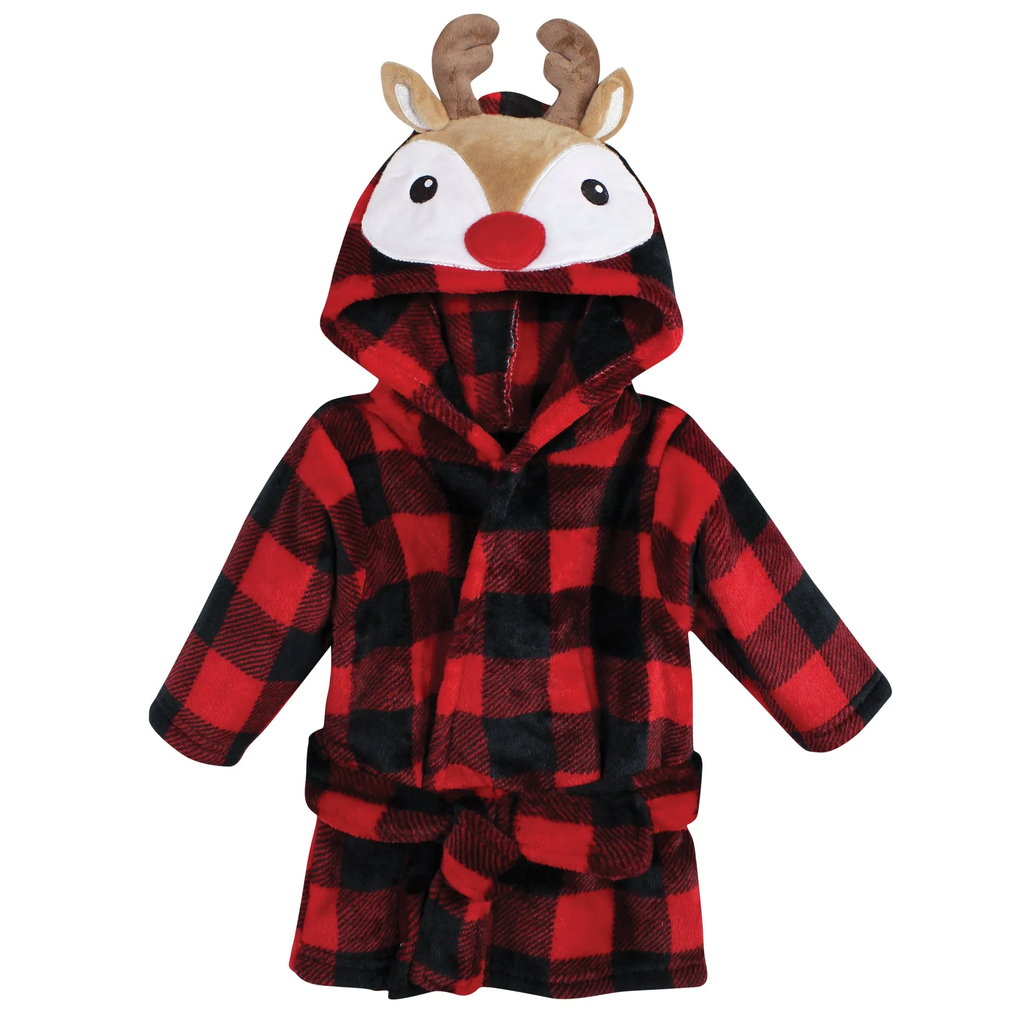 Hudson Baby Plush Animal Face Bathrobe, Rudolph