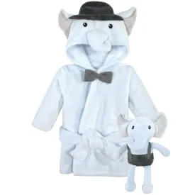 Hudson Baby Plush Bathrobe and Toy Set, Bowtie Elephant