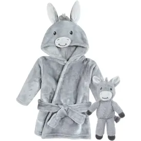 Hudson Baby Plush Bathrobe and Toy Set, Donkey