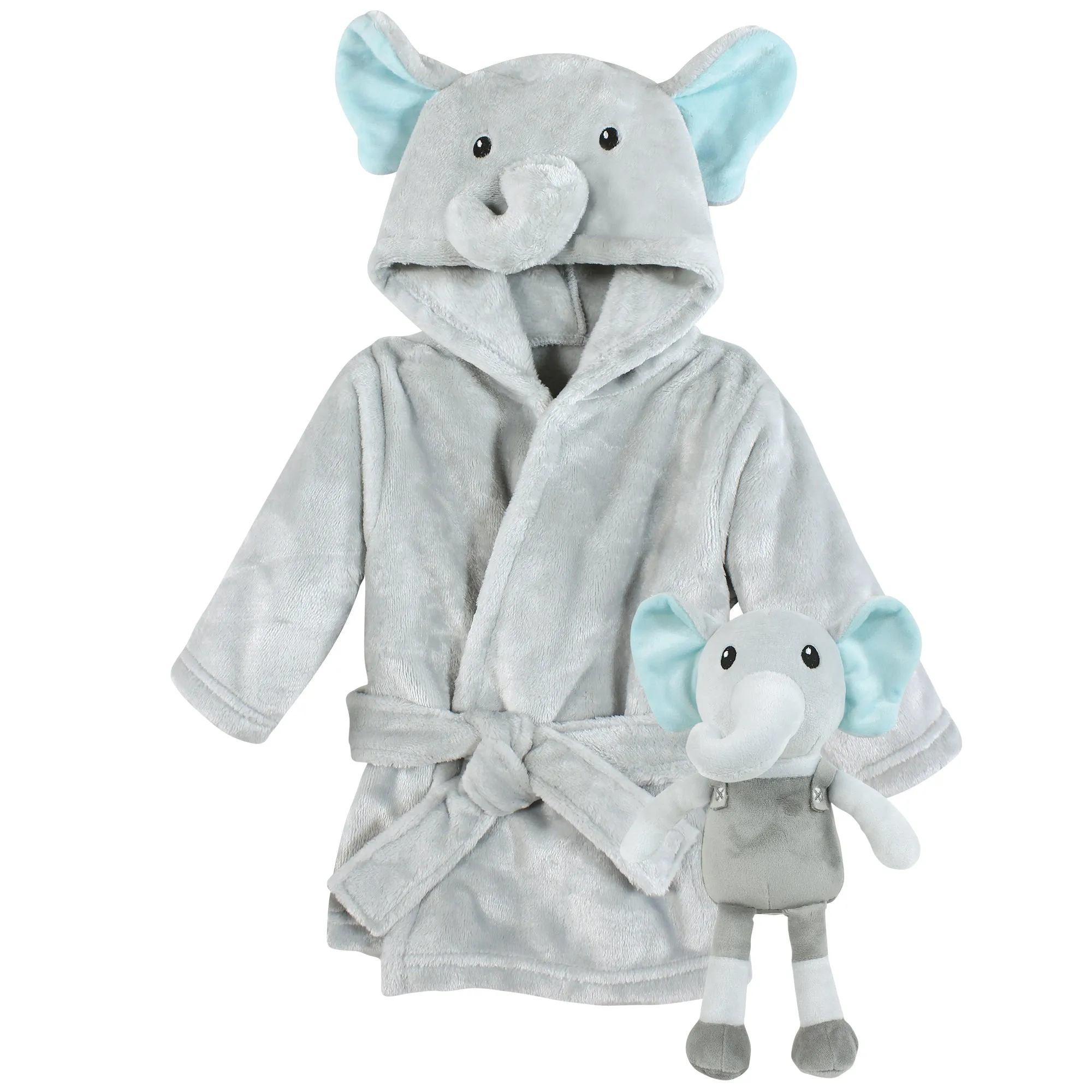 Hudson Baby Plush Bathrobe and Toy Set, Dreamy Elephant