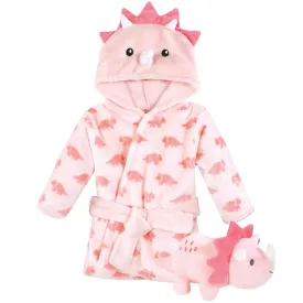 Hudson Baby Plush Bathrobe and Toy Set, Girl Triceratops