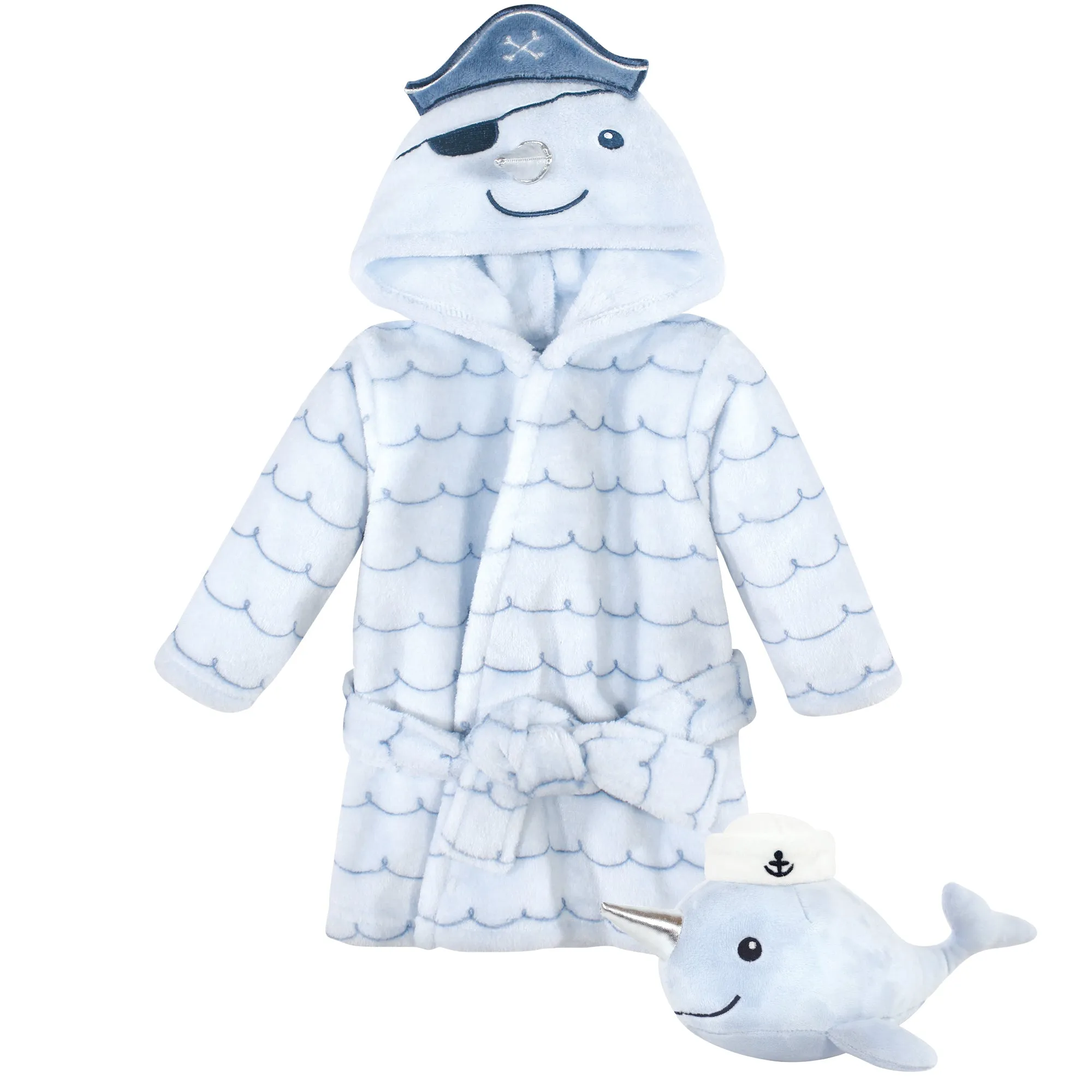 Hudson Baby Plush Bathrobe and Toy Set, Narwhal