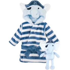 Hudson Baby Plush Bathrobe and Toy Set, Pirate Elephant