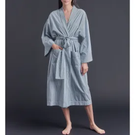 Hydros Unisex Cotton Spa Robe - Blue   Green Check