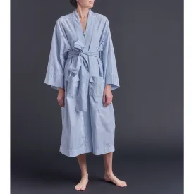 Hydros Unisex Cotton Spa Robe - Blue Micro-Check