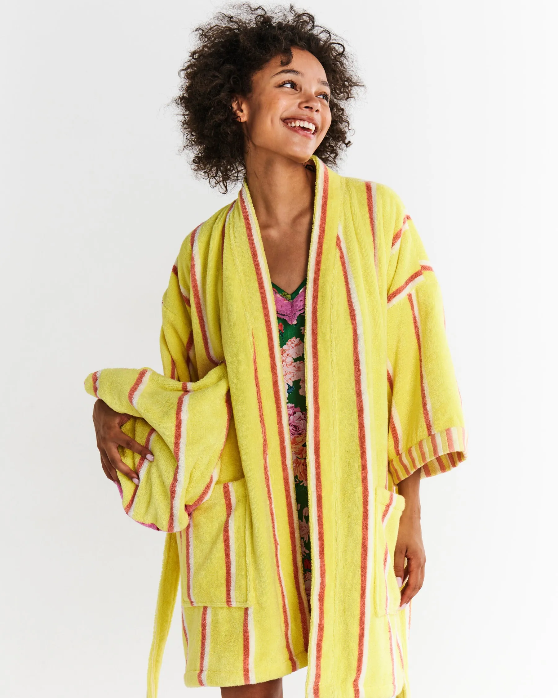 Kip & Co Pina Colada Stripe Terry Mini Bath Robe