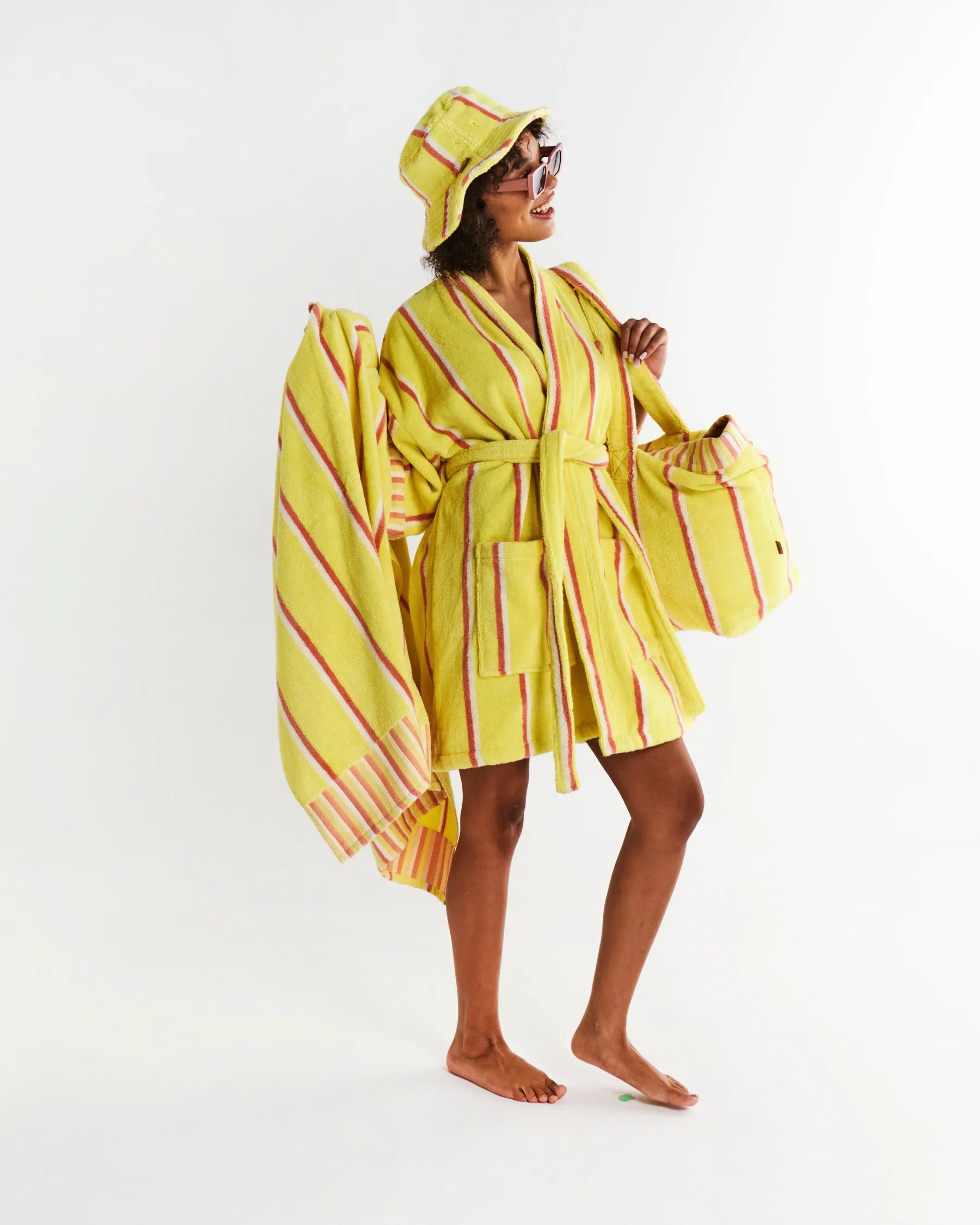 Kip & Co Pina Colada Stripe Terry Mini Bath Robe