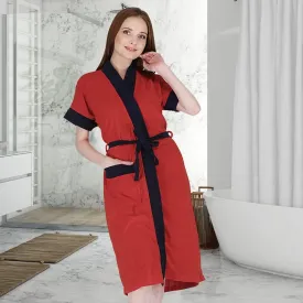 Kuber Industries Bathrobe for Women Micro Terry Cotton Towel Robe | Soft and Easy to Absorb & Dry| Unisex Bathrobe (Red) (Pack Of 5)