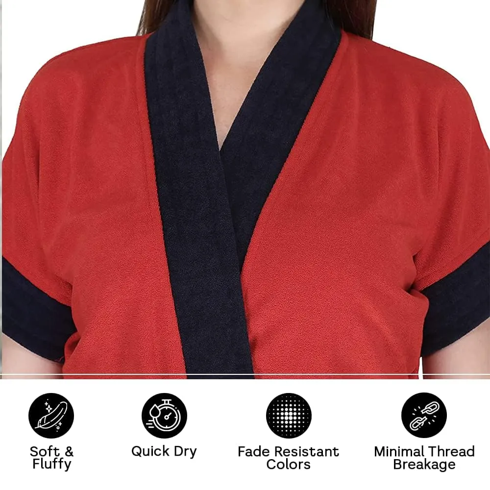 Kuber Industries Bathrobe for Women Micro Terry Cotton Towel Robe | Soft and Easy to Absorb & Dry| Unisex Bathrobe (Red) (Pack Of 5)