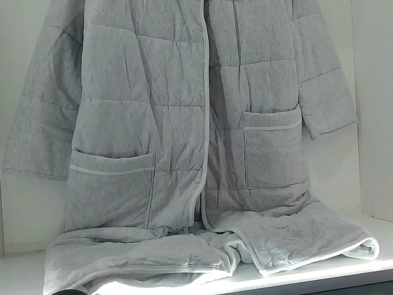 Light Grey Quilted Bath Robe for Women Medium