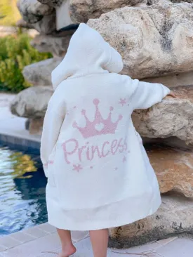 Luxury Cozy Kids Short Robe with Hood - Princess