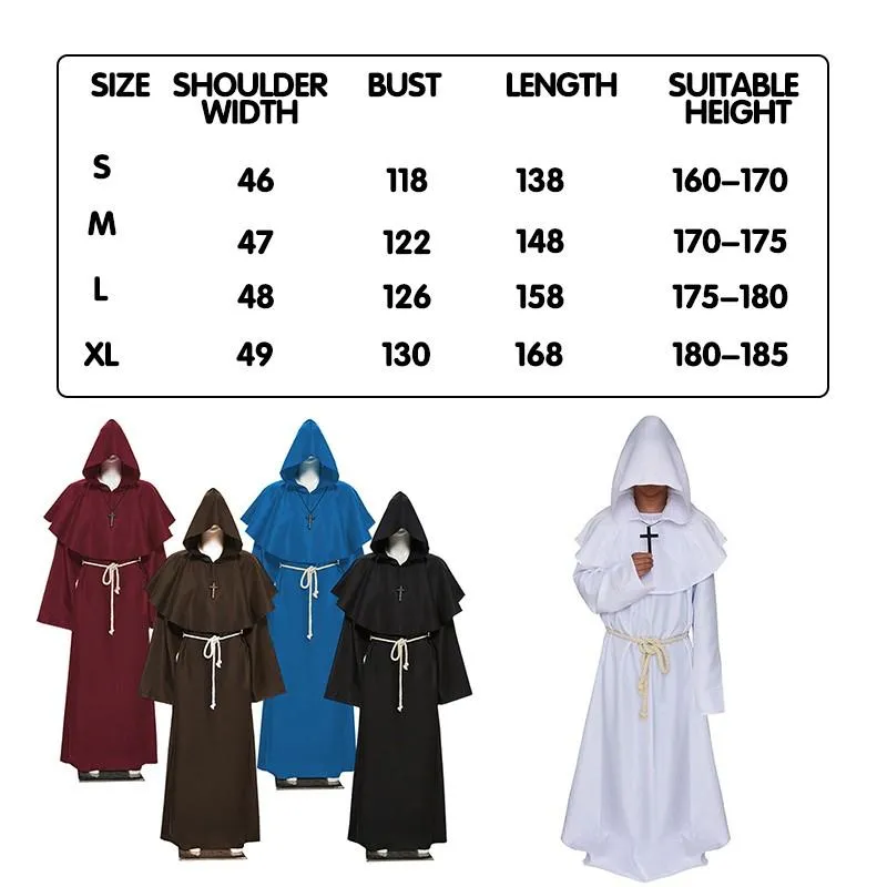 Medieval Friar Hooded Robe Renaissance Cosplay