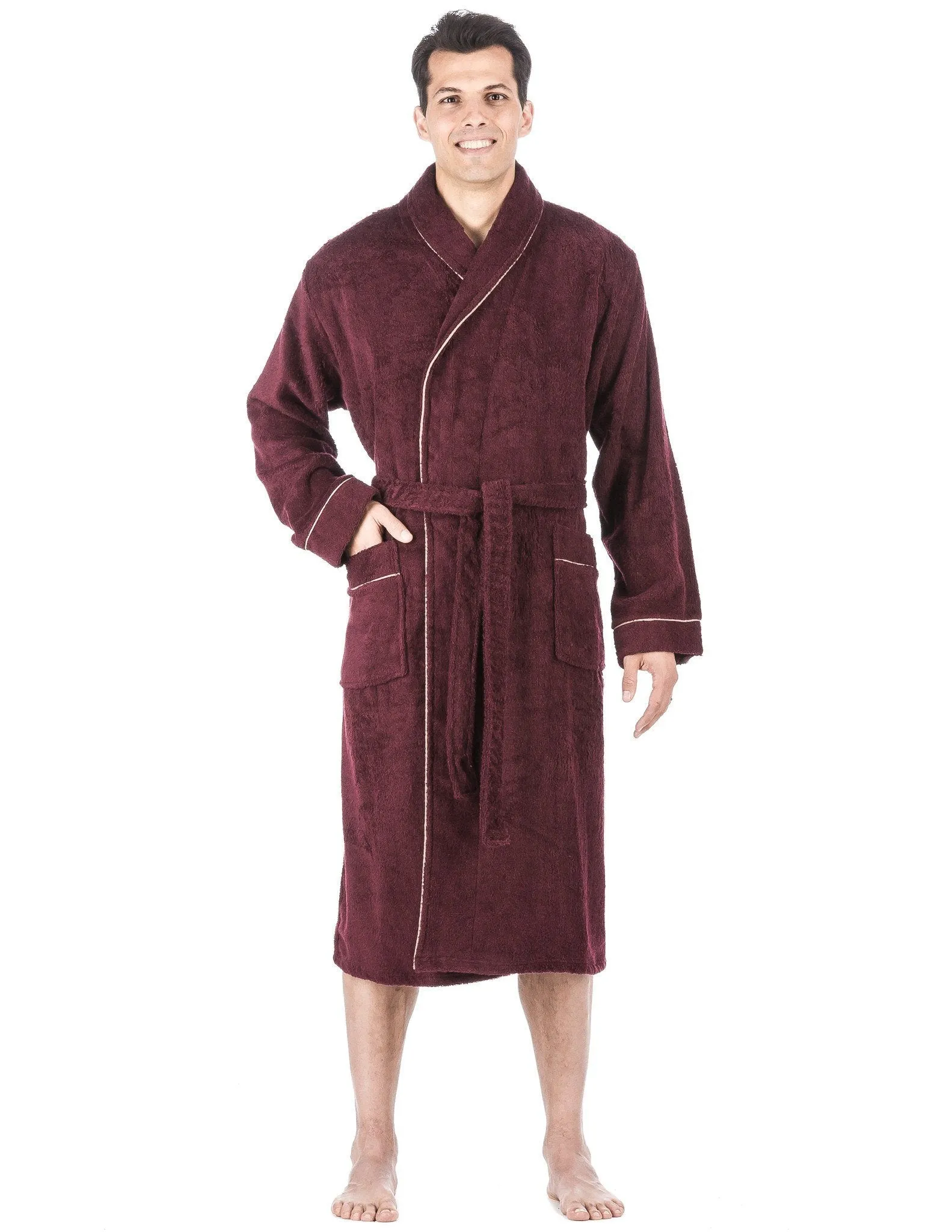 Men's 100% Cotton Terry Bathrobe - Fig