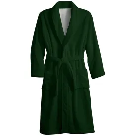 Mens Belt Dark Green Solid Color Fleece Lounge Robe